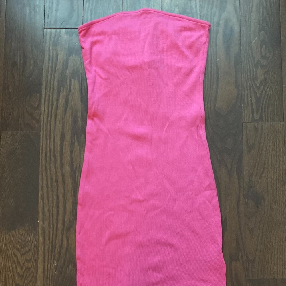 Pink strapless mini dress
